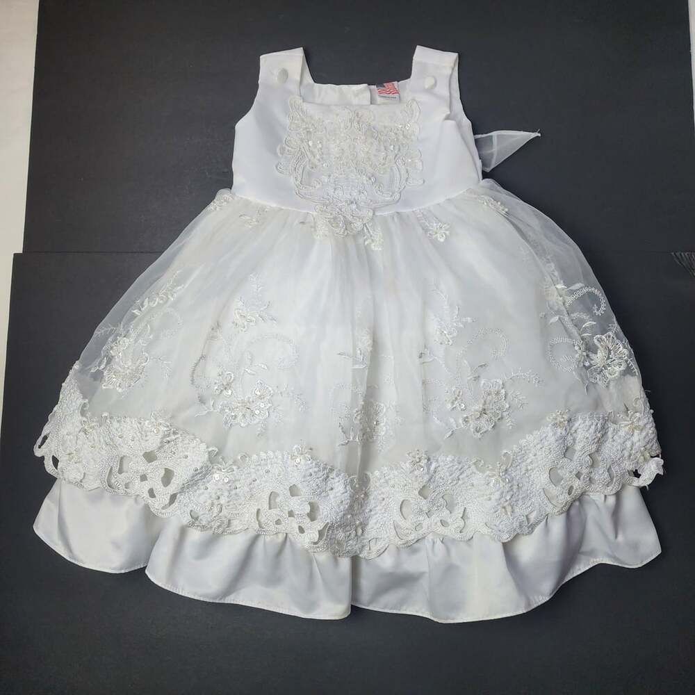 White Tulle Dress Floral Embroidered Beaded Party Dress